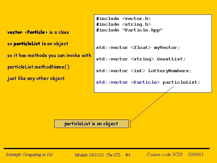 #include <vector. h> #include <string. h> #include “Particle. hpp” vector <Particle> is a class