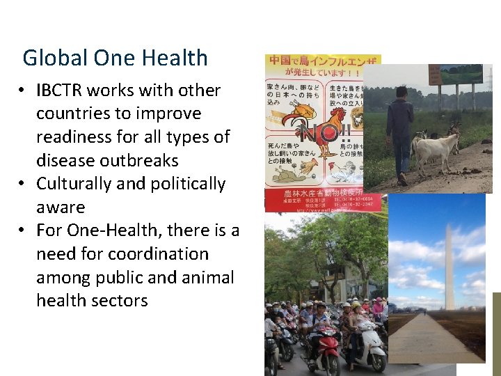 Global One Health • IBCTR works with other countries to improve readiness for all