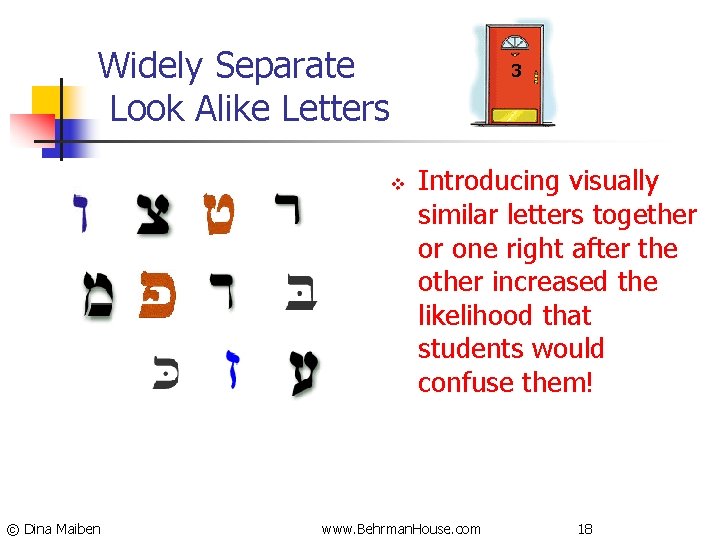 Widely Separate Look Alike Letters 3 v © Dina Maiben Introducing visually similar letters