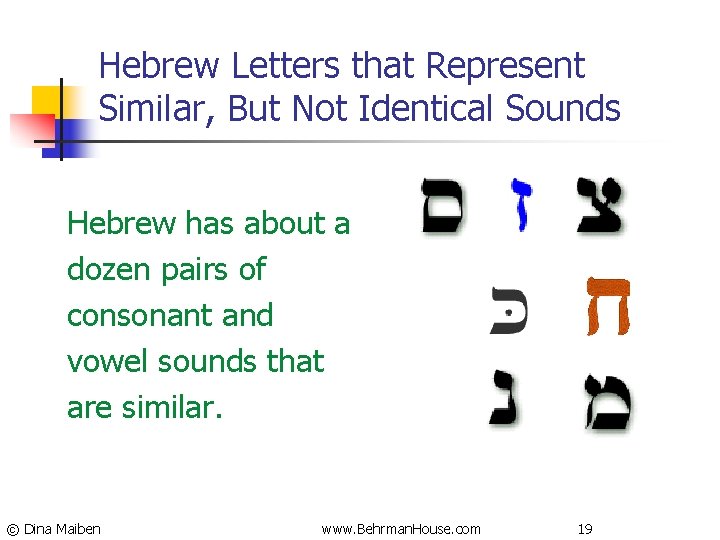 Hebrew Letters that Represent Similar, But Not Identical Sounds Hebrew has about a dozen