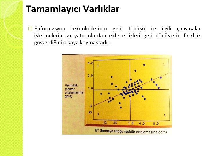 Tamamlayıcı Varlıklar � Enformasyon teknolojilerinin geri dönüşü ile ilgili çalışmalar işletmelerin bu yatırımlardan elde