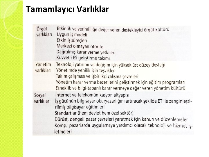 Tamamlayıcı Varlıklar 