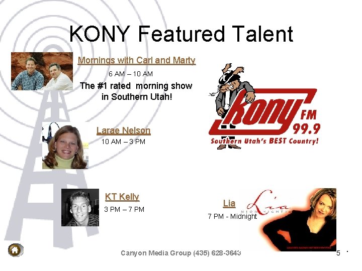 KONY Featured Talent Mornings with Carl and Marty 6 AM – 10 AM The