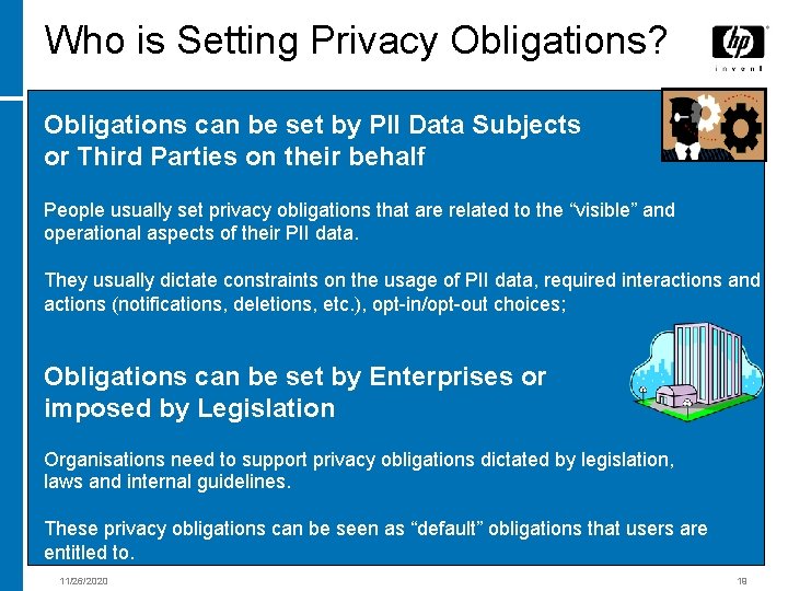 Who is Setting Privacy Obligations? Obligations can be set by PII Data Subjects or