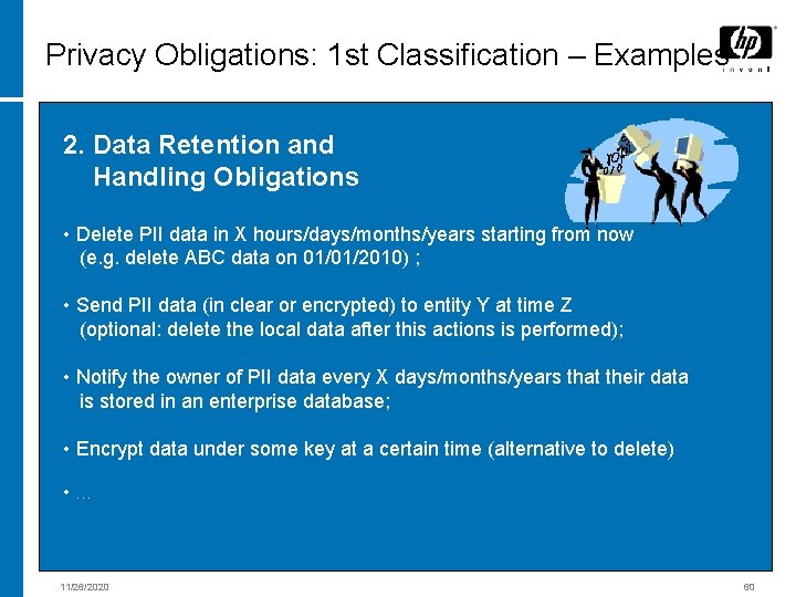Privacy Obligations: 1 st Classification – Examples 2. Data Retention and Handling Obligations •