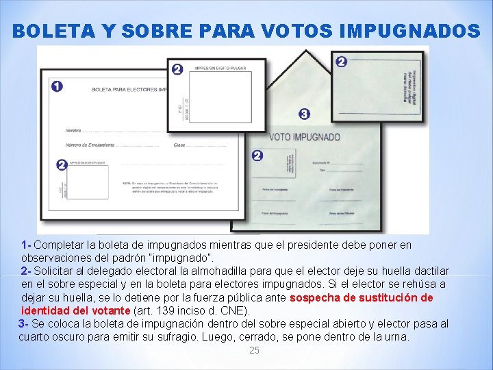 BOLETA Y SOBRE PARA VOTOS IMPUGNADOS 1 - Completar la boleta de impugnados mientras