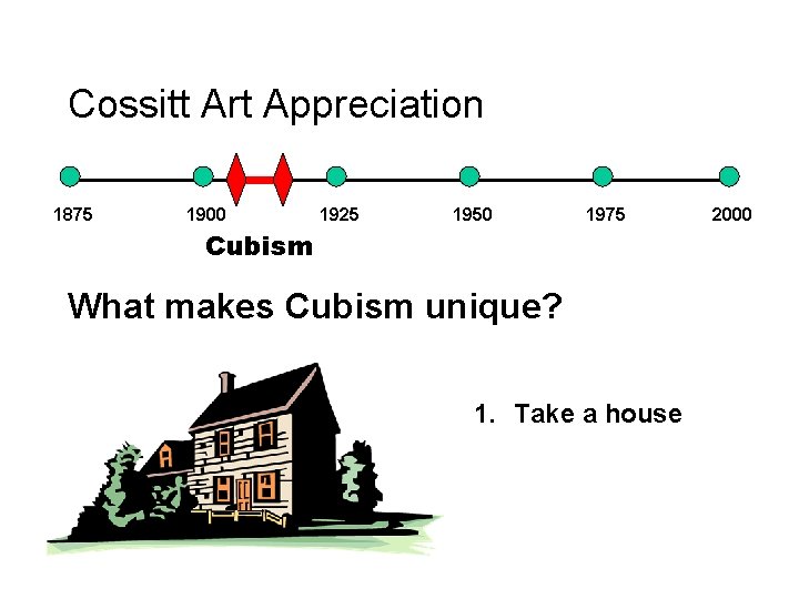 Cossitt Art Appreciation 1875 1900 1925 1950 1975 Cubism What makes Cubism unique? 1.