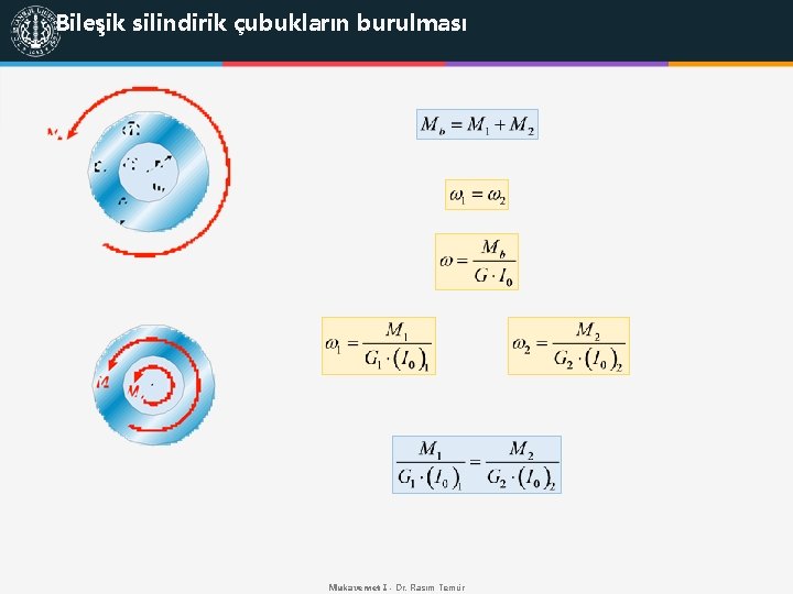 Bileşik silindirik çubukların burulması Mukavemet I - Dr. Rasim Temür 