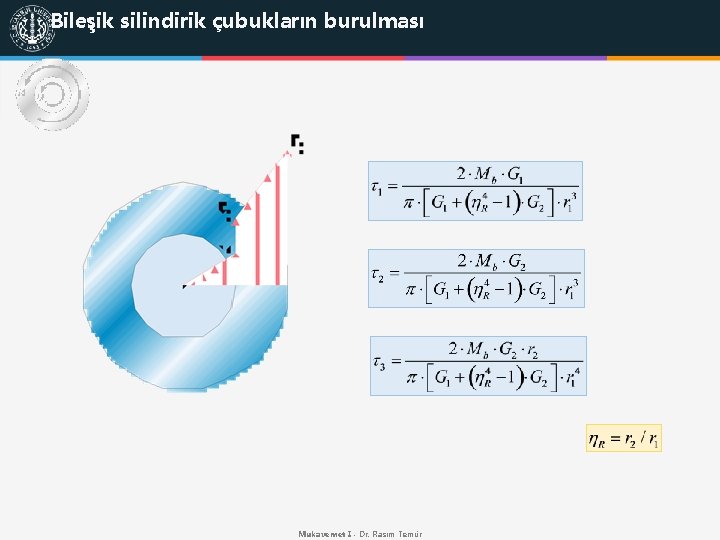 Bileşik silindirik çubukların burulması Mukavemet I - Dr. Rasim Temür 