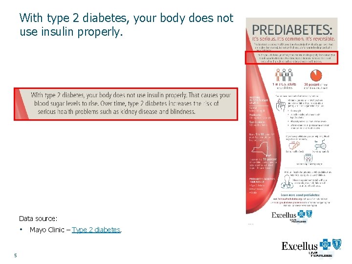 With type 2 diabetes, your body does not use insulin properly. Data source: •
