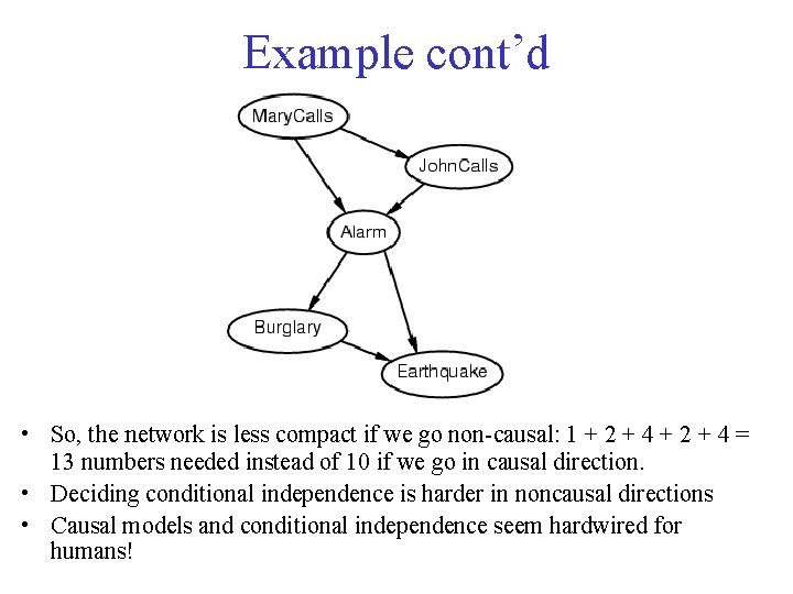 Example cont’d • So, the network is less compact if we go non-causal: 1