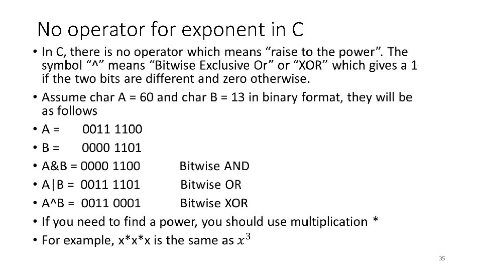No operator for exponent in C • 35  No operator for exponent in C • 35