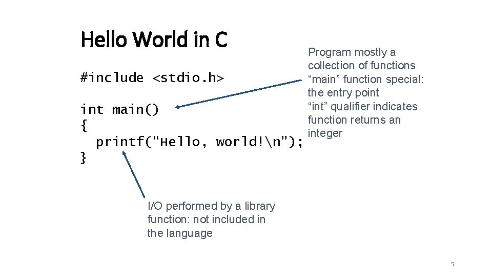 Hello World in C #include <stdio. h> int main() { printf(“Hello, world!n”); } Program Hello World in C #include <stdio. h> int main() { printf(“Hello, world!n”); } Program