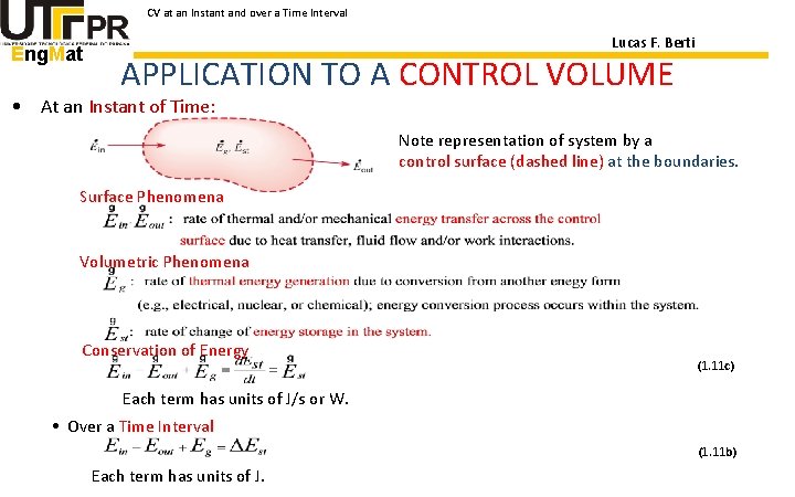 CV at an Instant and over a Time Interval Eng. Mat Lucas F. Berti