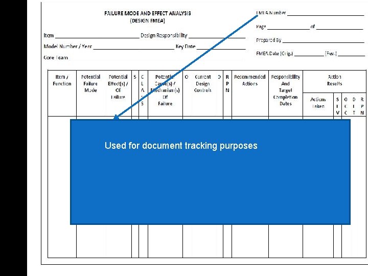 Used for document tracking purposes 