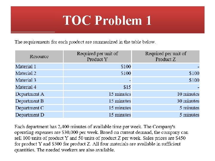 TOC Problem 1 TOC Problem 1