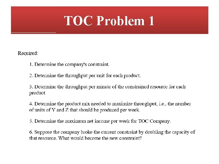 TOC Problem 1 TOC Problem 1