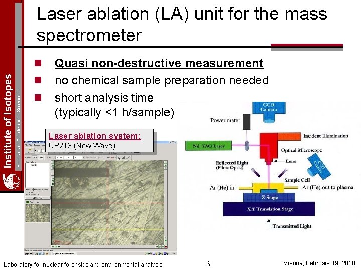 Laser ablation (LA) unit for the mass spectrometer n Hungarian Academy of Sciences Institute