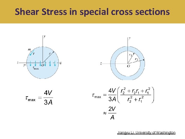 Shear Stress in special cross sections Jiangyu Li, University of Washington 