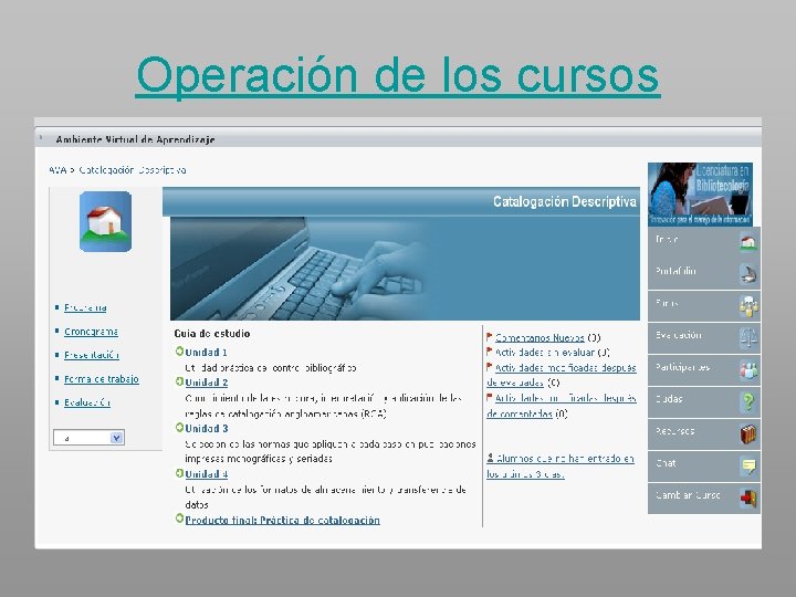 Operación de los cursos 