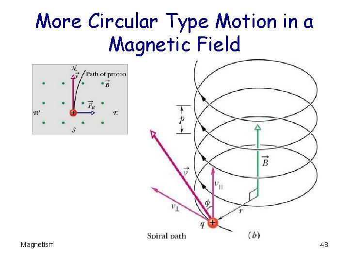 More Circular Type Motion in a Magnetic Field Magnetism 48 