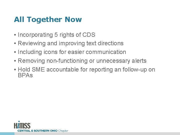 All Together Now • Incorporating 5 rights of CDS • Reviewing and improving text