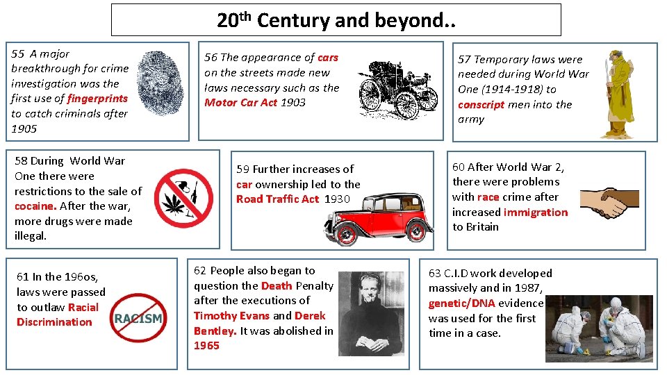 20 th Century and beyond. . 55 A major breakthrough for crime investigation was