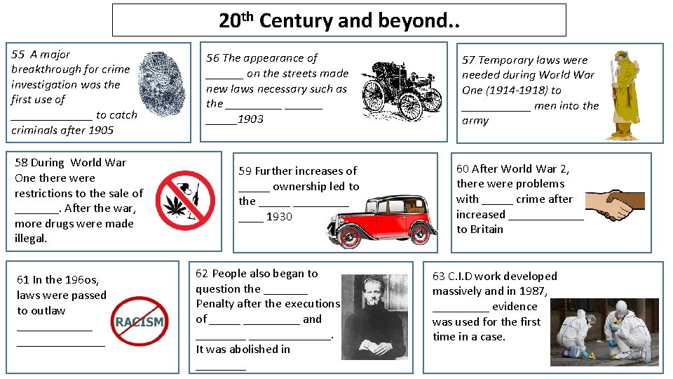 20 th Century and beyond. . 55 A major breakthrough for crime investigation was