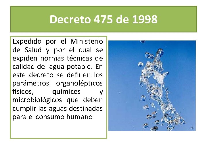 Decreto 475 de 1998 Expedido por el Ministerio de Salud y por el cual