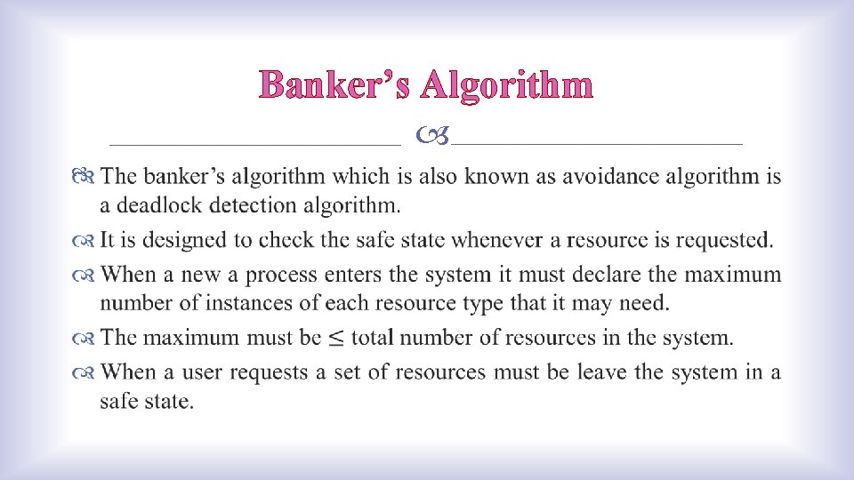 Banker’s Algorithm 