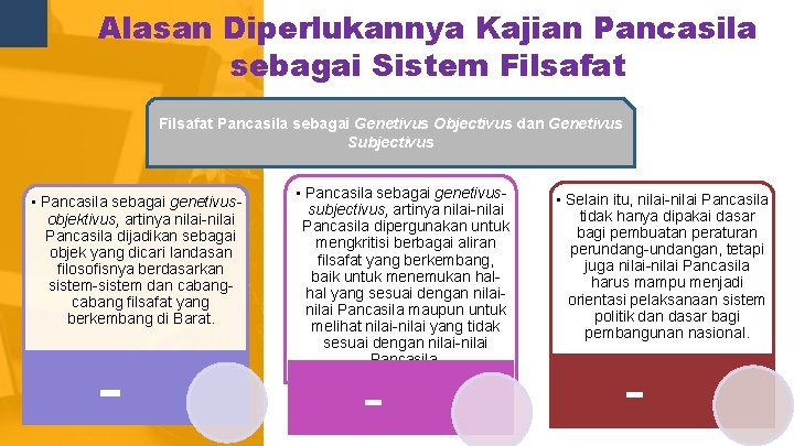 Alasan Diperlukannya Kajian Pancasila sebagai Sistem Filsafat Pancasila sebagai Genetivus Objectivus dan Genetivus Subjectivus