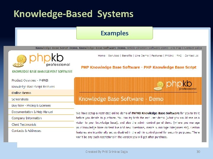 Knowledge-Based Systems Examples Typology Created By Priti Srinivas Sajja 30 