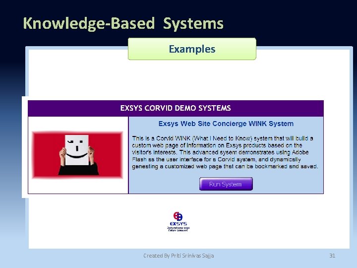 Knowledge-Based Systems Examples Created By Priti Srinivas Sajja 31 