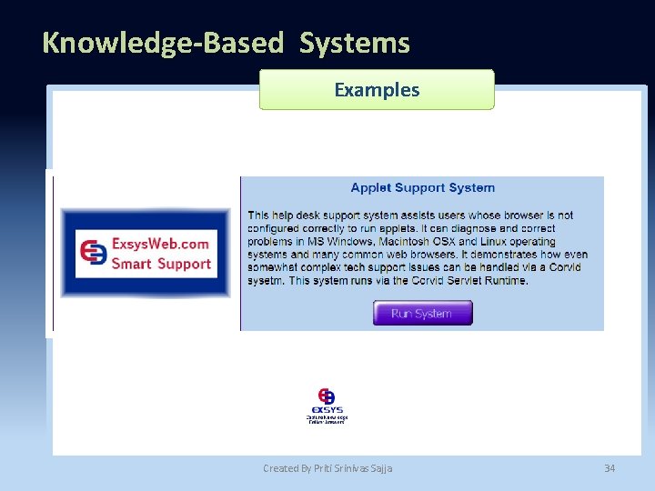 Knowledge-Based Systems Examples Created By Priti Srinivas Sajja 34 