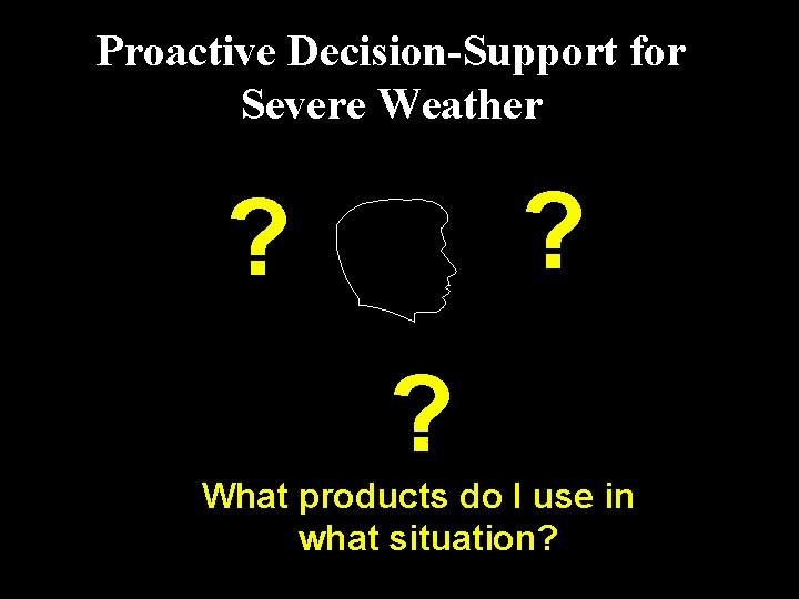 Proactive Decision-Support for Severe Weather ? ? ? What products do I use in