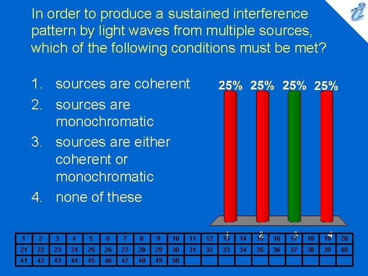 In order to produce a sustained interference pattern by light waves from multiple sources,
