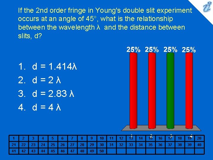 If the 2 nd order fringe in Young's double slit experiment occurs at an