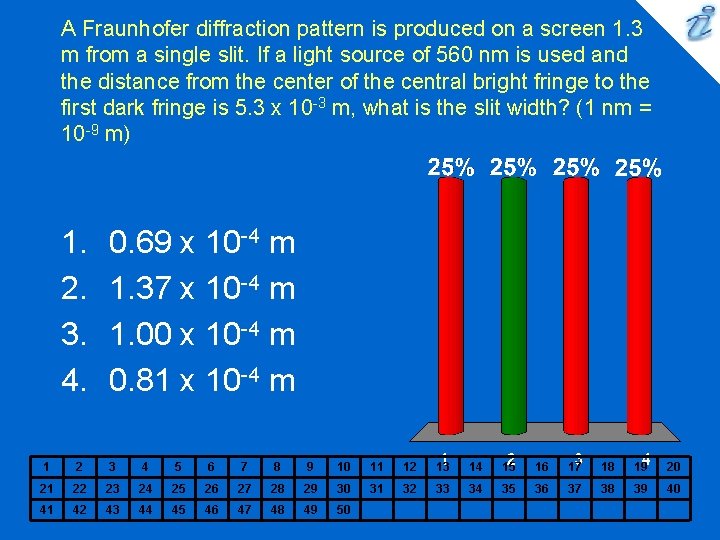 A Fraunhofer diffraction pattern is produced on a screen 1. 3 m from a