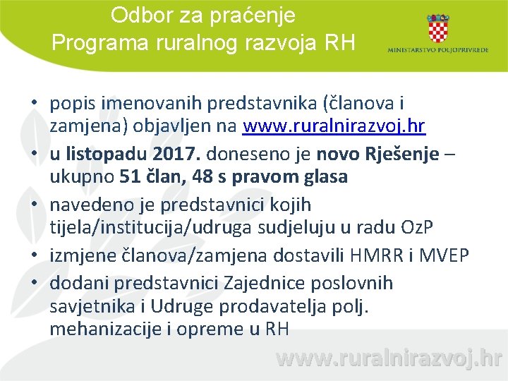 Odbor za praćenje Programa ruralnog razvoja RH • popis imenovanih predstavnika (članova i zamjena)