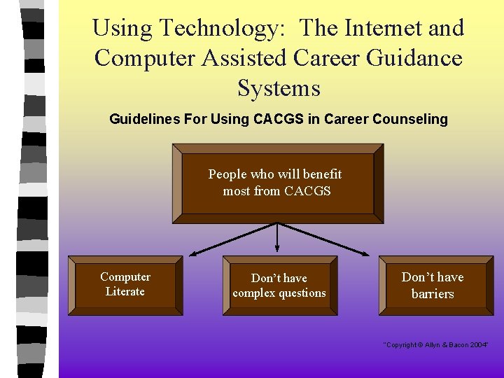 Using Technology: The Internet and Computer Assisted Career Guidance Systems Guidelines For Using CACGS