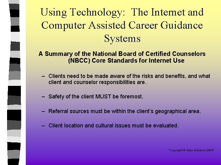 Using Technology: The Internet and Computer Assisted Career Guidance Systems A Summary of the