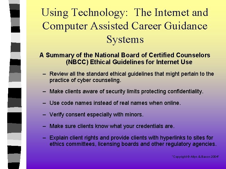 Using Technology: The Internet and Computer Assisted Career Guidance Systems A Summary of the