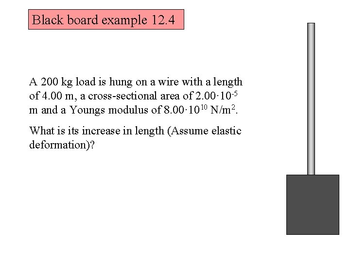 Black board example 12. 4 A 200 kg load is hung on a wire