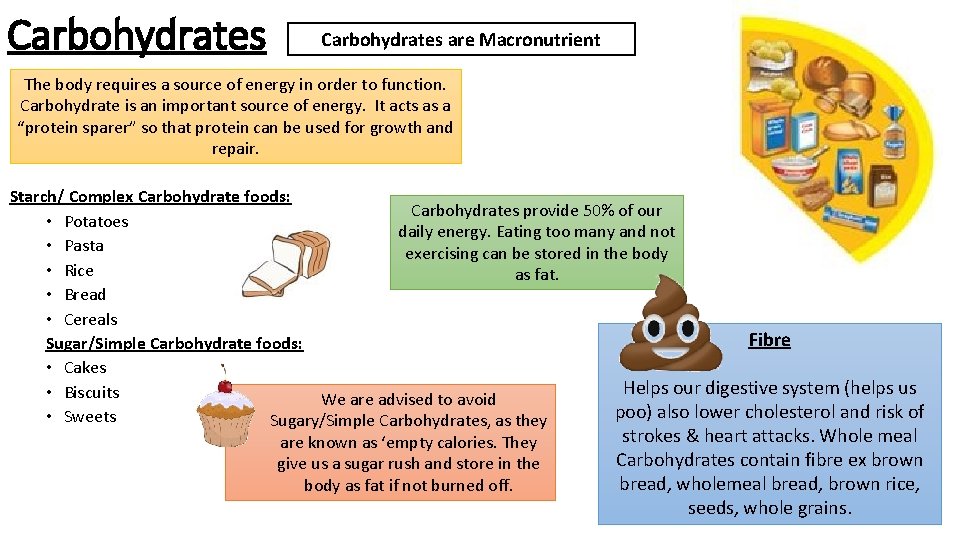 Carbohydrates are Macronutrient The body requires a source of energy in order to function.