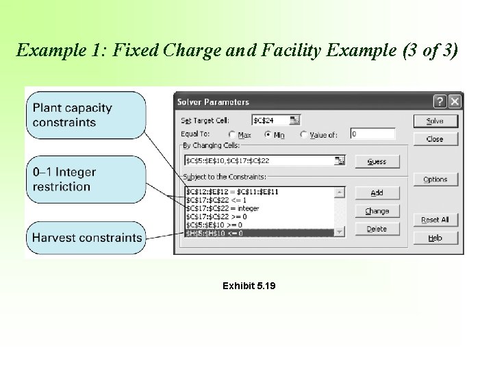 Example 1: Fixed Charge and Facility Example (3 of 3) Exhibit 5. 19 