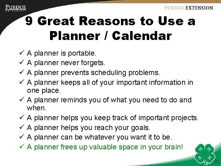 9 Great Reasons to Use a Planner / Calendar ü ü ü ü ü