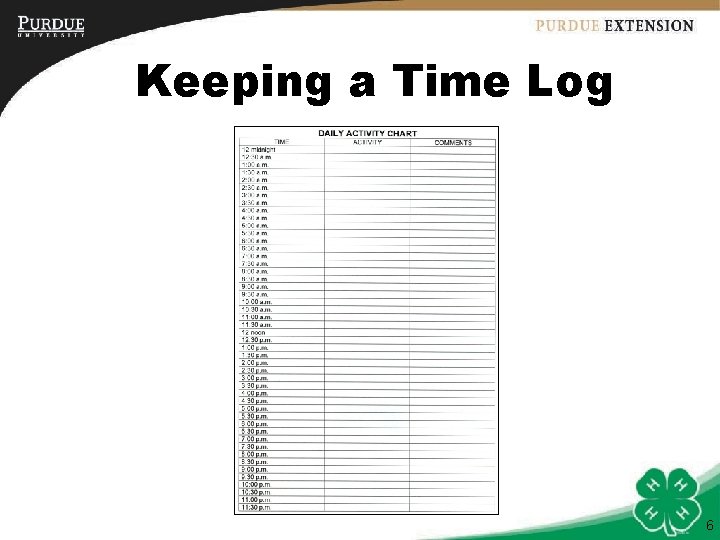 Keeping a Time Log 6 