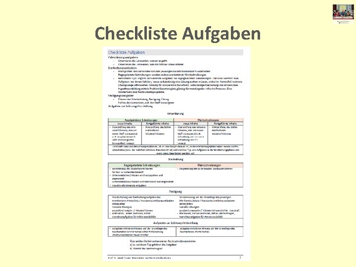 Checkliste Aufgaben 