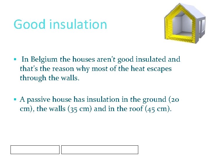 Good insulation § In Belgium the houses aren’t good insulated and that’s the reason