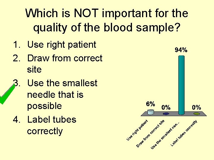 Which is NOT important for the quality of the blood sample? 1. Use right